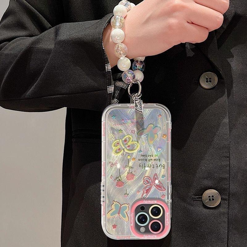 Feather Yarn Butterfly Flower for Apple Mobile Phone Case 17/16PROMAX14/14promax Niche 13PR0/12 All Inclusive