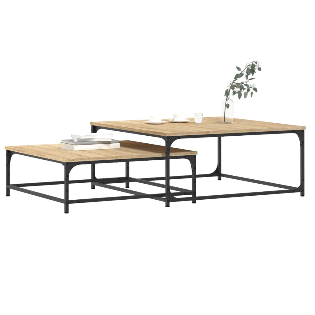  Slotted Tables, 2 Pcs., Sonoma Oak