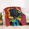 1pc Music Microphone Vibes Outdoor Blanket Lightweight Flannel, All-Season Use for Sofa, Bed, Travel, Camping, Living Room, Office001
