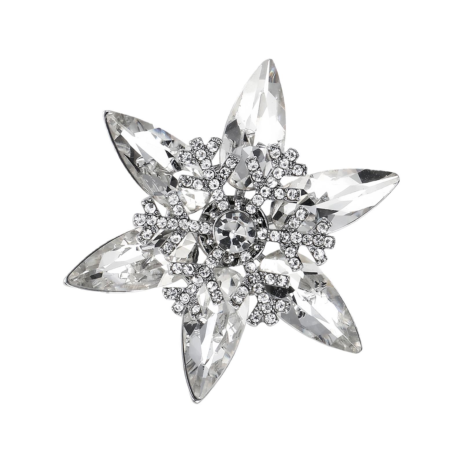 

Delicate Glass Snowflake Jewelry Pin For Holiday Outfits Dresses Coats Rhinestones Brooch Party Accessory 1