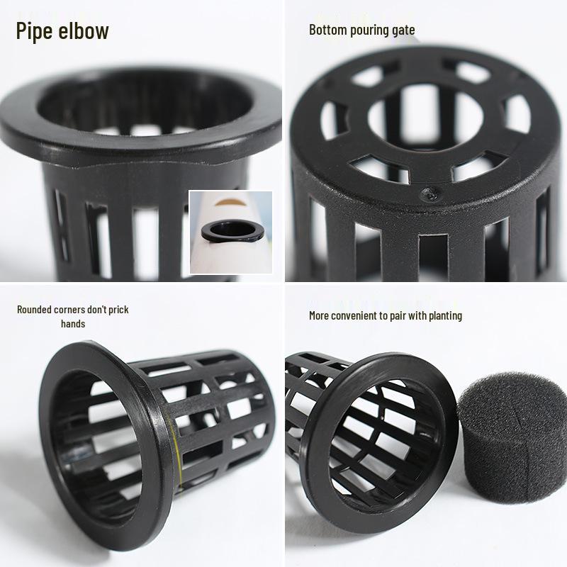 Black Hydroponic Root Holder 55 | No. 45 Plastic Planting Basket Cup for Soilless Cultivation