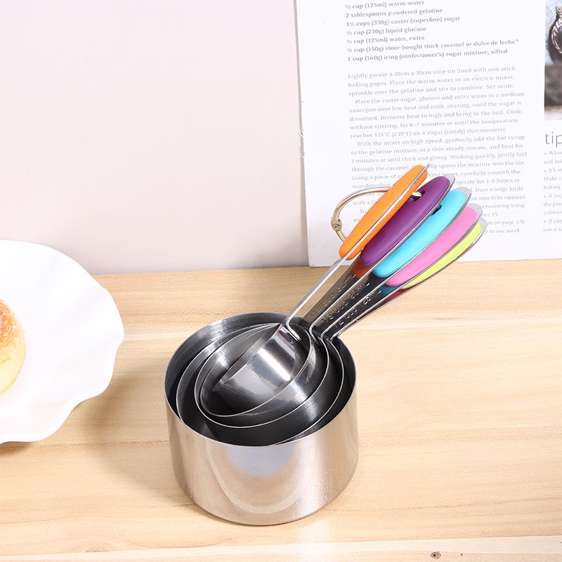 

5Pcs Stainless Steel Measuring Set Stackable Measuring Cups Set For Kitchen Tea Coffee Baking Measuring Tool Onesize