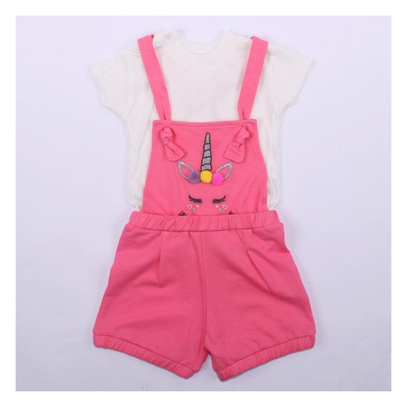 

Baby Girl Fuchsia Unicorn Salopette Badi Rompers