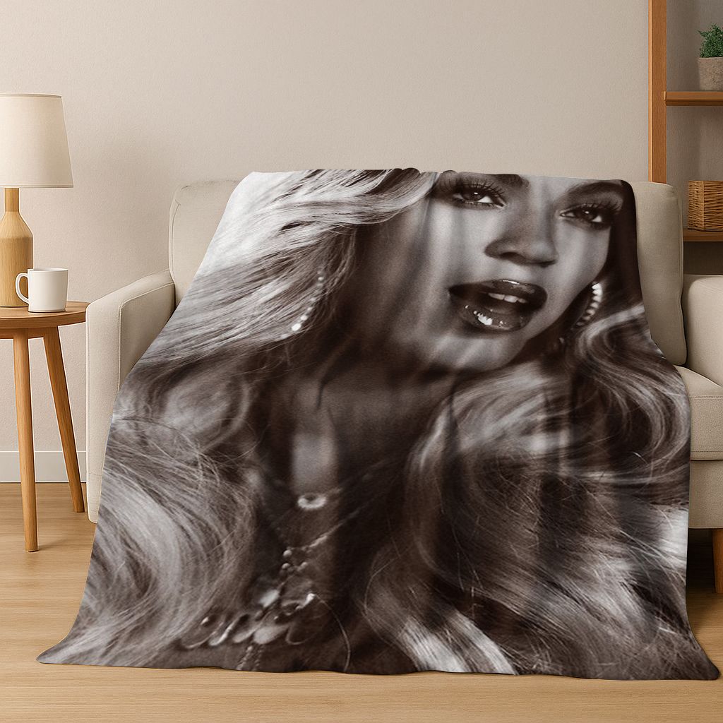 Moderne Popmusik Beyonce Kunst Flanelldecke, Gemütliche Weiche Überwurfdecke für Zuhause Schlafzimmer Bett Sofa Picknick Büro Abdeckung Geschenk Kind