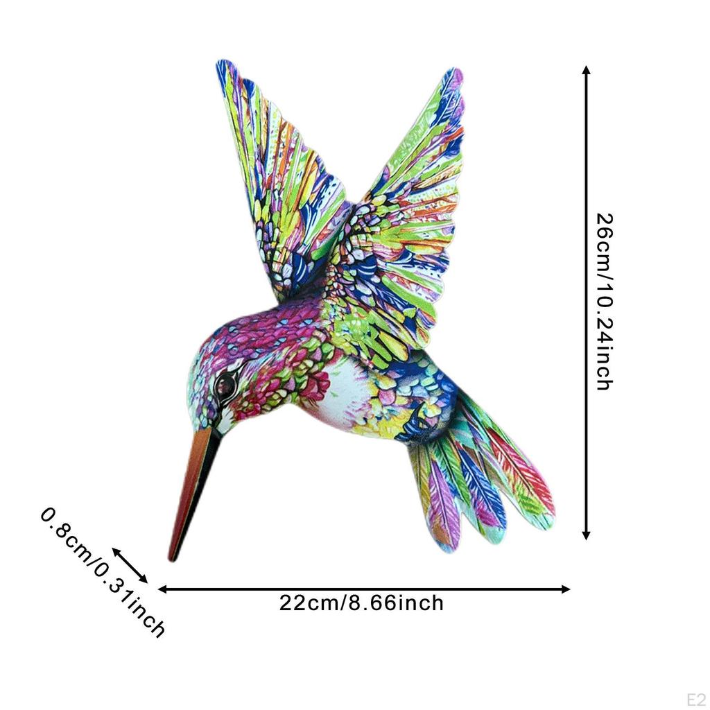 Hummingbird Metal Wall Art Decor Crafts Colorful Ornament Hanging Decoration for Hallway