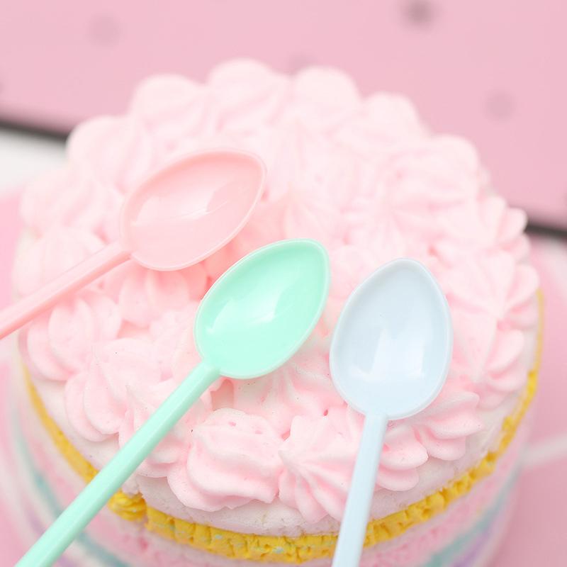 30Pcs Candy Color Plastic Spoon Long Handle Coffee Tea Ice Cream Milk Sauce Stirring Spoon Tableware Kitchen Accessories