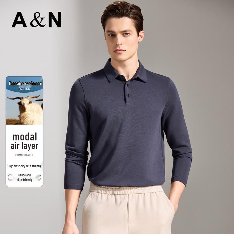 Antonio Men s Cashmere Modal Blend Long-Sleeve Polo Shirt M/48