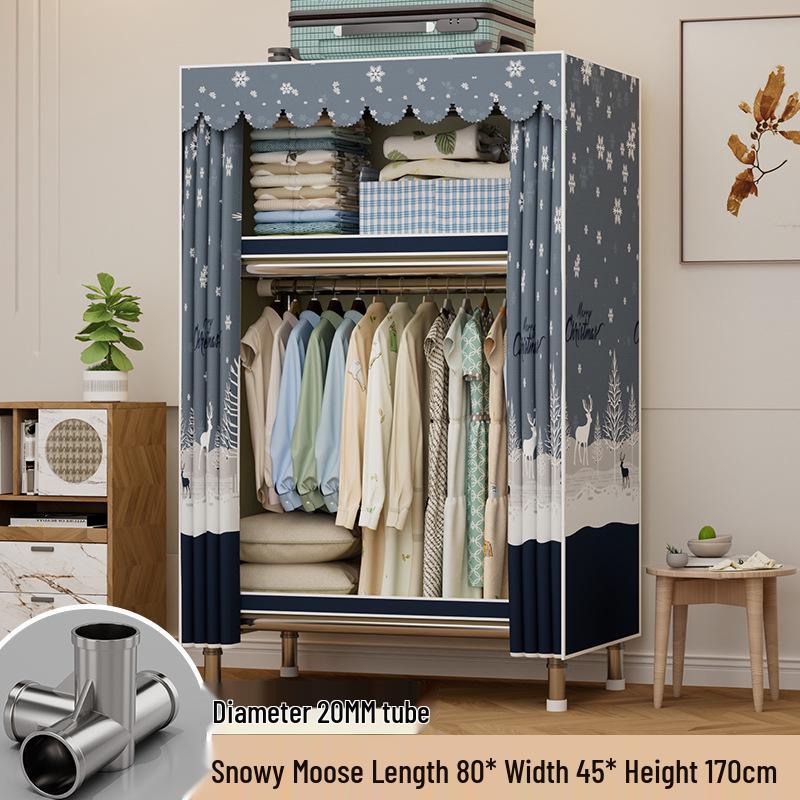 Sturdy Reinforced Steel Frame Fabric Wardrobe for Home & Bedroom Use