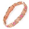 Bracciale Magnetico Europeo e Americano Transfrontaliero con Inlay di Foglie e Diamanti, Rame Rosso Antico, Spazzolato, Regolabile.