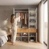 Wardrobe, 135 X 50 X 200 Cm, with 1 Clothes Rail, 2 Drawers and 6 Doors, for Bedroom, Hallway, Children's Room or Office, Light Oak
