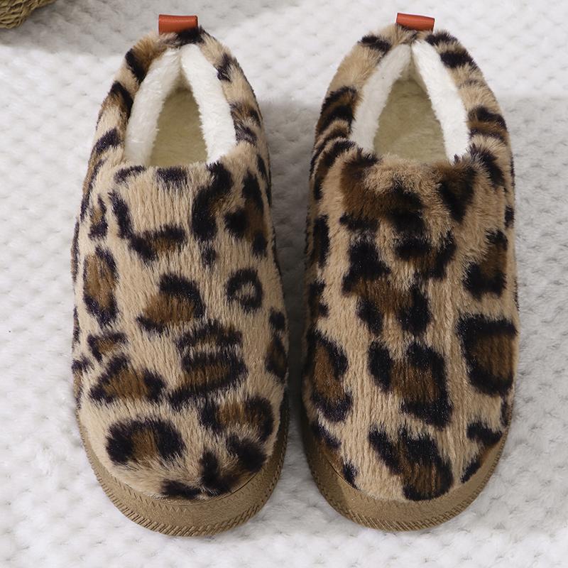 

Модные пушистые плюшевые тапочки на толстой подошве для женщин, модные теплые тапочки с леопардовым принтом для дома и отдыха, хлопковые тапочки без застежек 36 коричневый