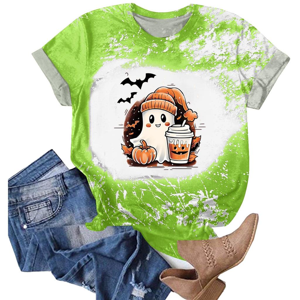 Halloween Shirts for Women Cute Shirt Fall Tshirt Gradient Graphic Tees Casual Short Sleeve Tops