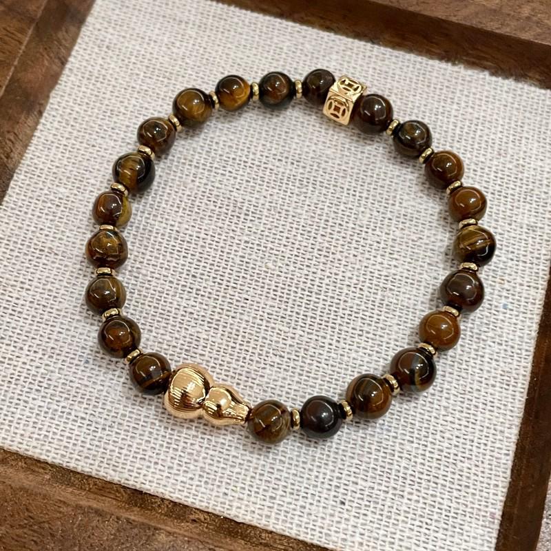 Fu Lu Hulu Retro Gold Gourd Tiger Eye Stone Beaded Women s Bracelet: Exquisite DIY Handcrafted Niche Design
