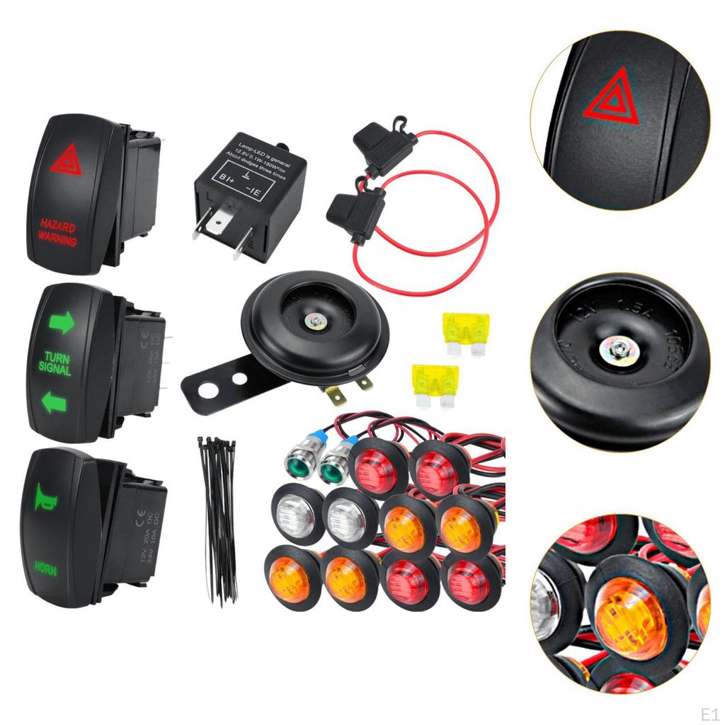 ATV UTV Turn Sign Light Kit Flasher Relay Fuses Sturdy DIY Street Legal for Motorcycles Golf