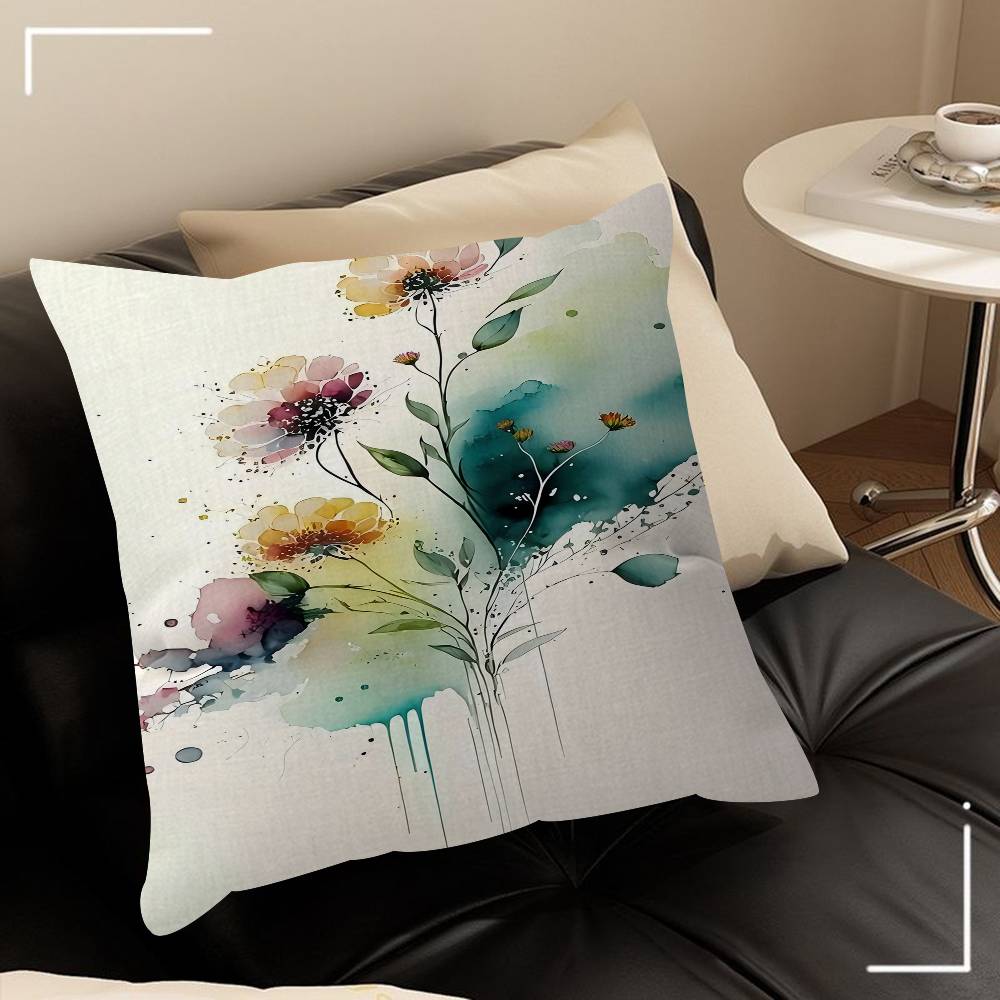 Wildflowers Watercolour Decorative Room Aesthetics Pillow Case Home Decor Bedroom Sofa Bed Couch Pillow Cover 45x45