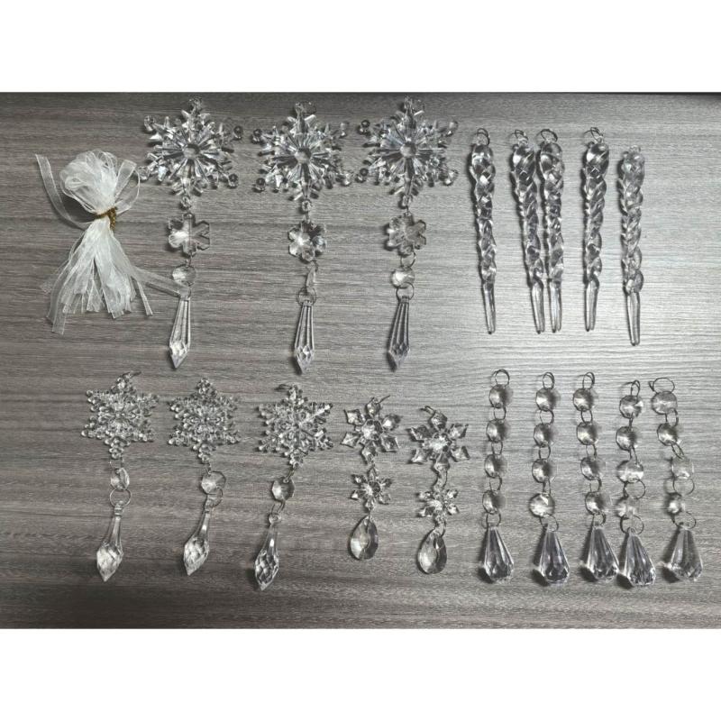 18 SZT Przezroczyste Wiszące Dekoracje Trwałość Płatek Śniegu Akrylowy Stożek Lodowy Ozdoby Wielofunkcyjne Dekoracje Świąteczne