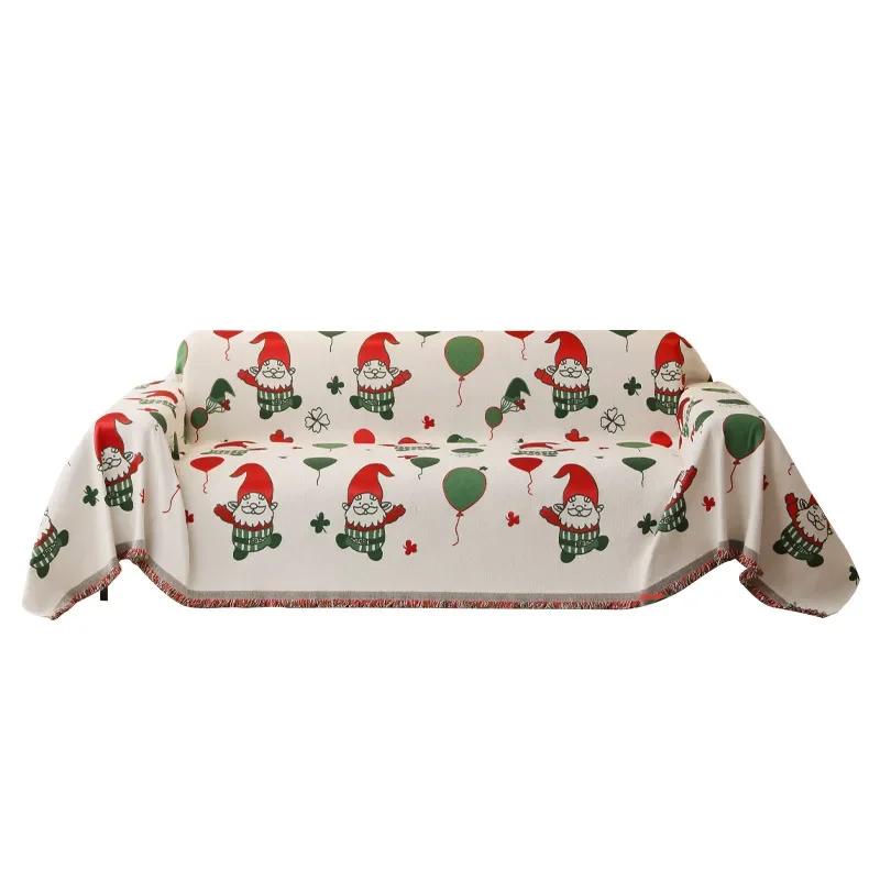Santa Claus Cute Sofa Towel Chenille Four Seasons Universal Non-Slip Cover Ins Style Anti-Cat Claw Sofa Cover