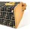FENDI vintage Zucca logo Box-shaped bag Hand Bag Canvas/Leather Brown
