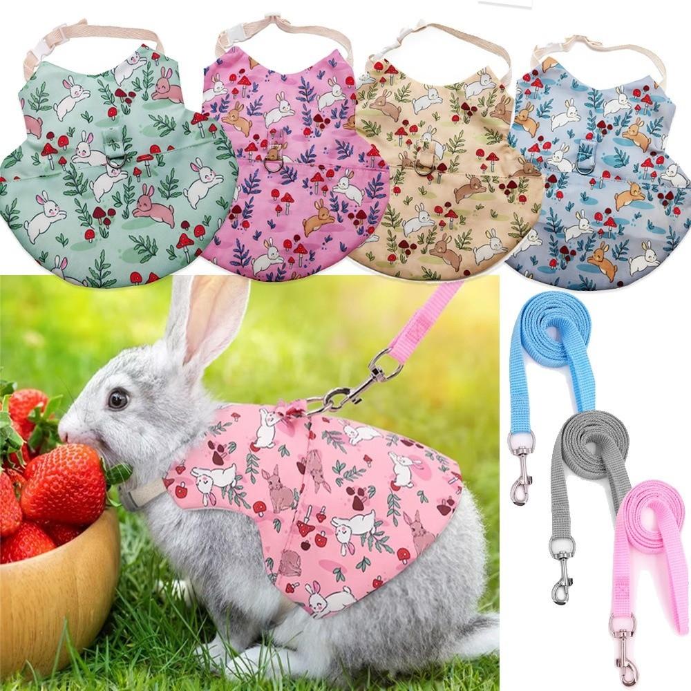Breathable Guinea Pigs Vest Adjustable Rabbit Leash Set Cute Pet Harness and Leash  Daily Wear