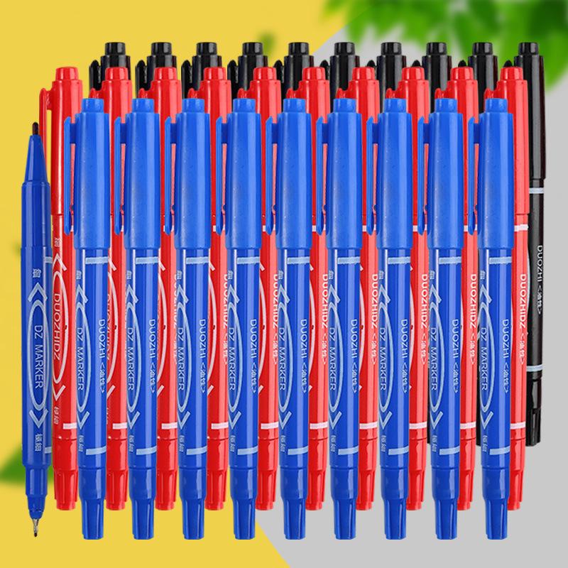 Small Double-Ended Black Oil-Based Marker Pen for Art - Fine and Thick Tips