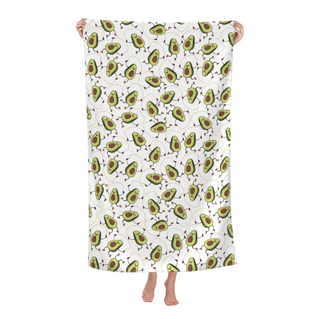 Funny Cartoon Avocados Print Beach Towel Quick Dry Sand Free Absorbent For Adults And Kids Pool Swimming Yoga Bathroom Towels