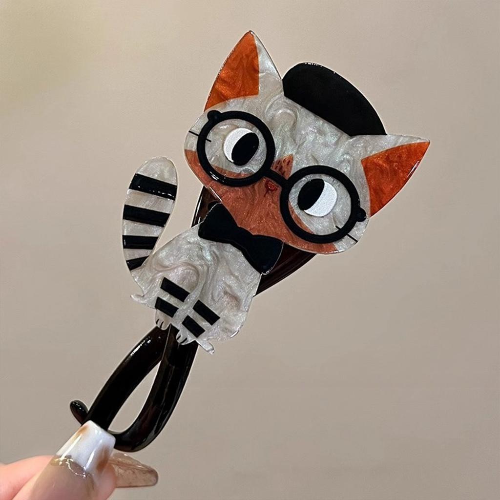 Cartoon Cat Shape Barrettes Creative Vintage Cute Gripper For Women Girls Student Pan Hair Low Ponytail Fixed Twist Clip 1pc