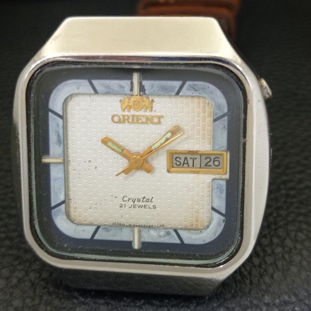 USED VINTAGE ORIENT CRYSTAL AUTOMATIC JAPAN MENS ORIGINAL DIAL WATCH A702263-5 R123-a702263