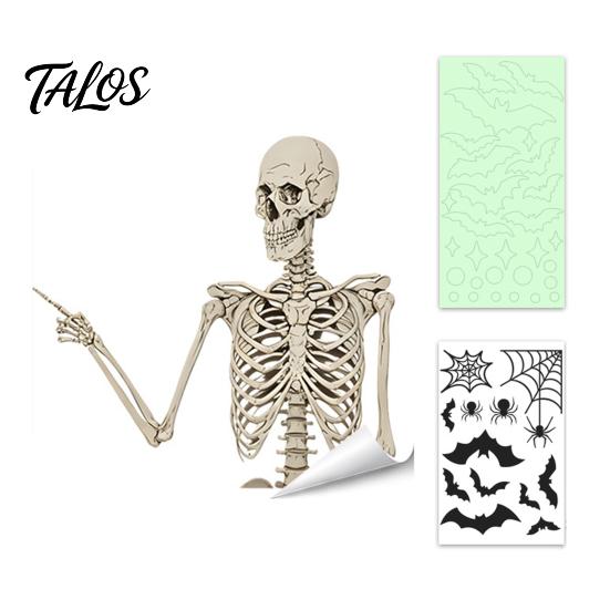 Talos Halloween Glow-in-the-Dark Window Cling, Spooky Ghost Skeleton Glass Sticker, Waterproof Static Decal for Holiday Party