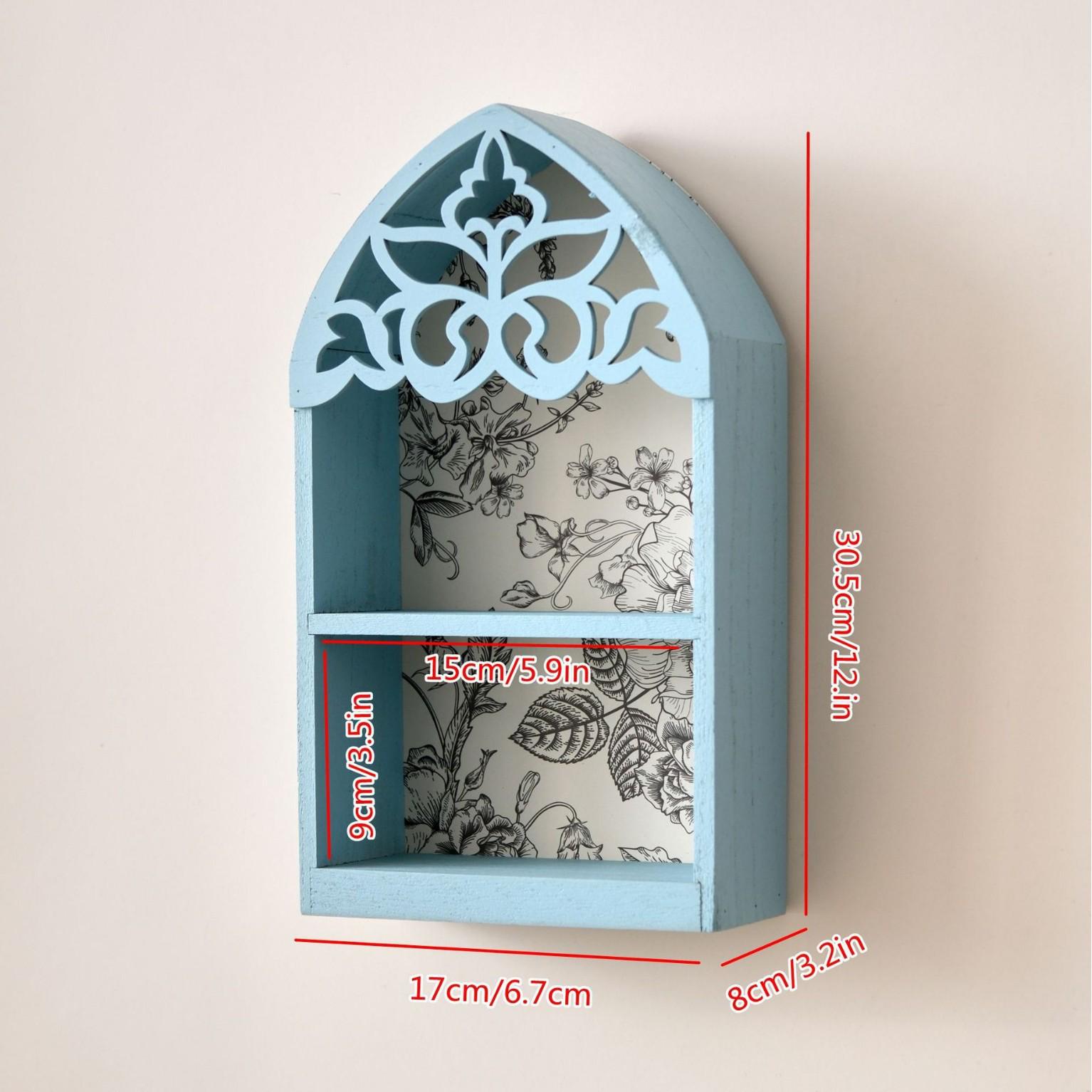 Wooden Wall-Mounted Multi-Layer Lipstick and Perfume Organizer with Crystal Accents