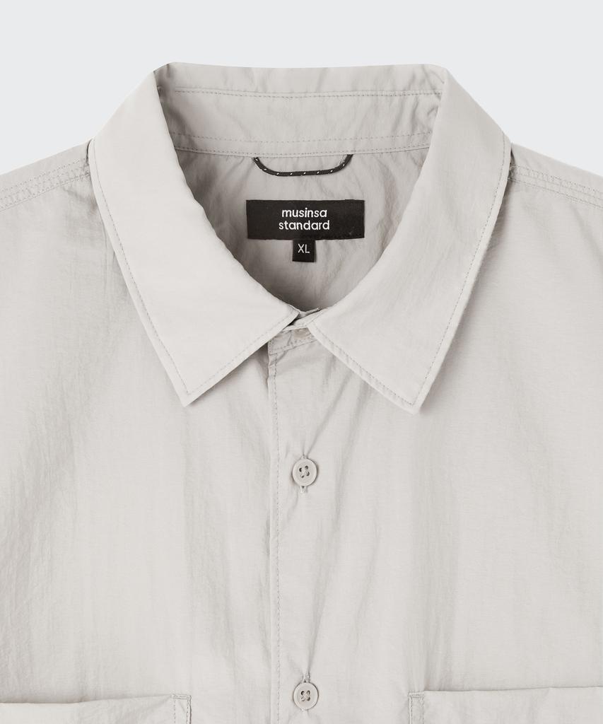 MUSINSA STANDARD [City Leisure] Lightweight Nylon Oversized Short Sleeve Shirt [Light Grey]