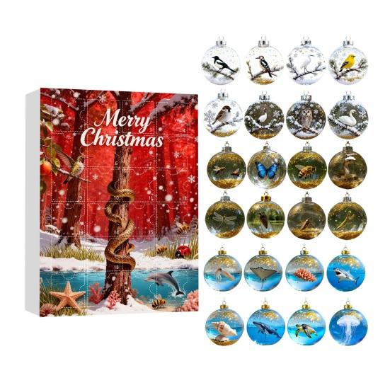 

Адвент-календар 2025 24-денний різдвяний календар зворотного відліку з 24 тваринними прикрасами Сільська 2D акрилова підвісна прикраса з тваринами для домашнього святкового декору G