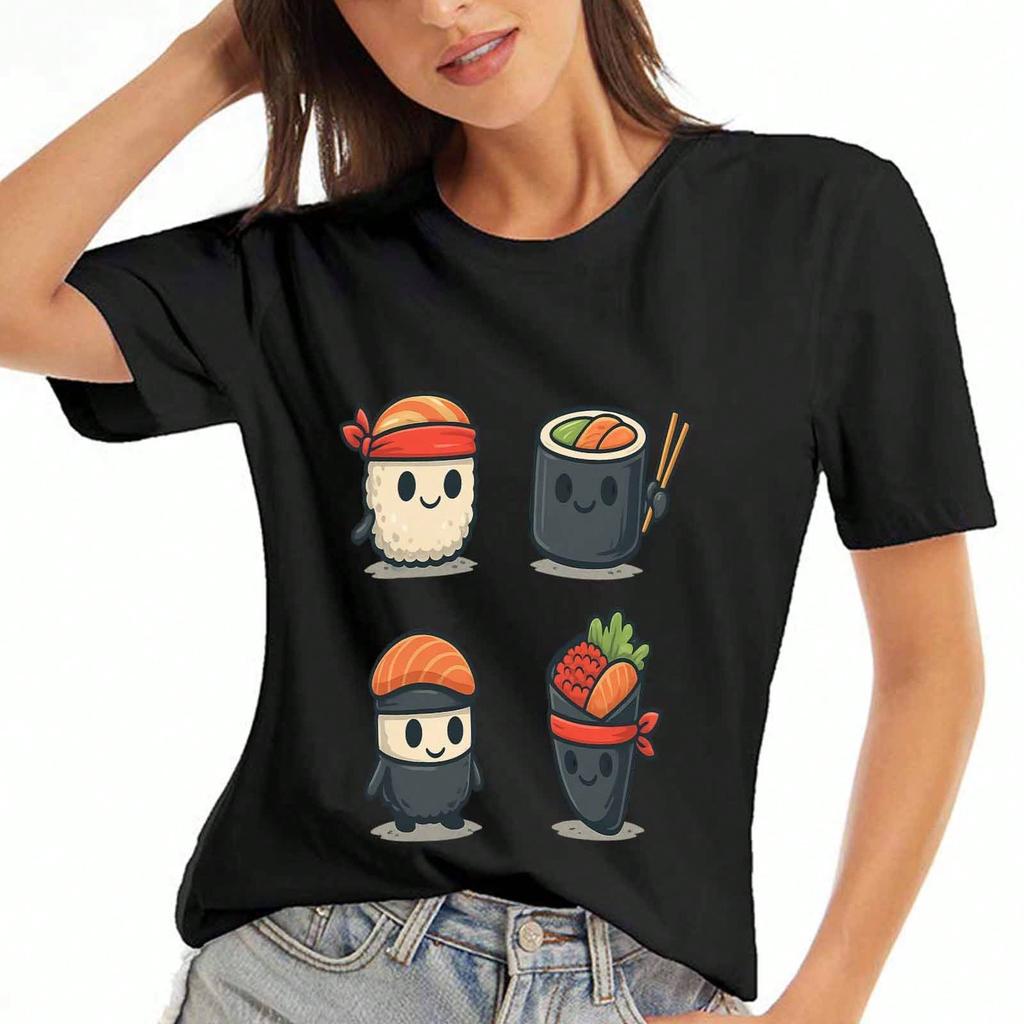 Surfing Cat Ladies Cotton T Shirt, Premium Quality Print, Durable, Casual And Fashionable, Featuring A Cool Cat Catching Waves With A Surfboard, Perfe