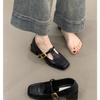 Retro Square Head Thick Heel Single Shoes Female New Fairy High Heels Mary Jane Small Leather Shoes