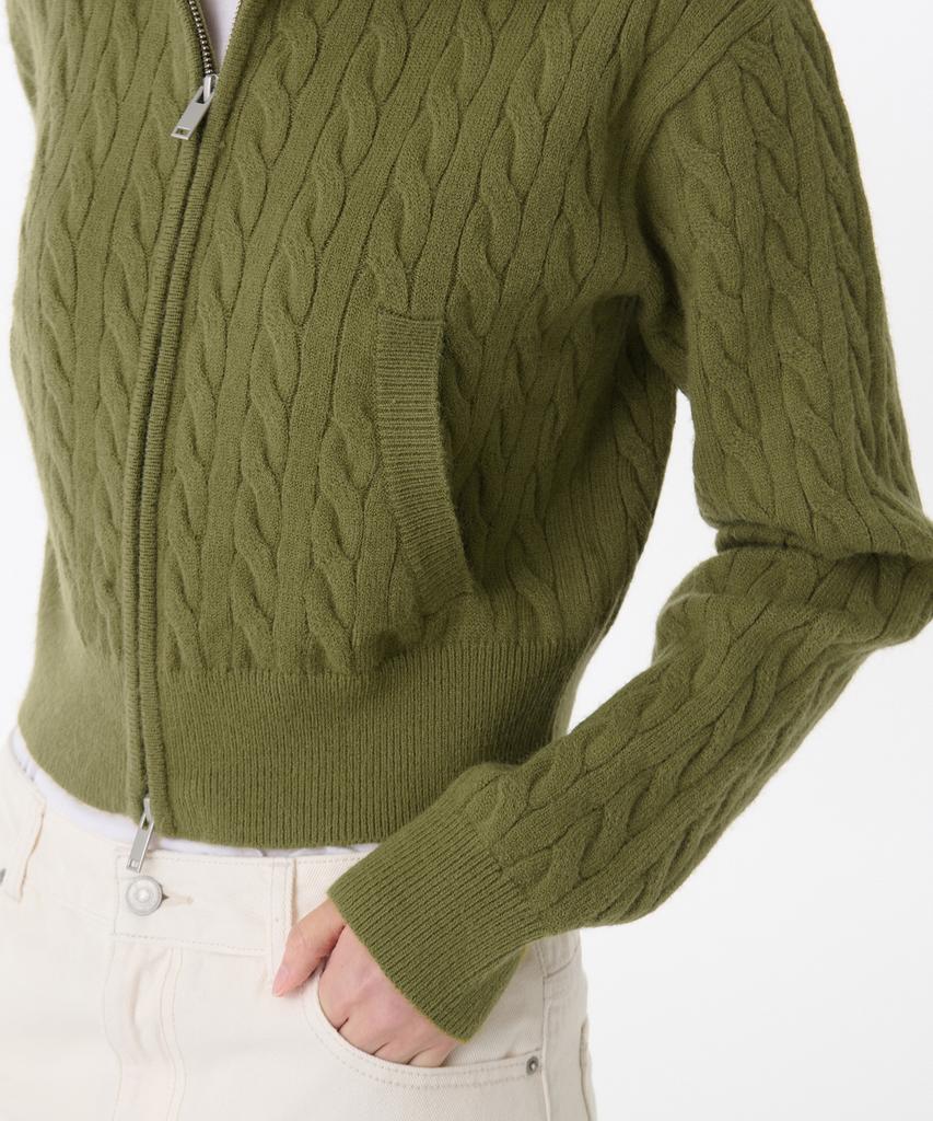 MUSINSA STANDARD WOMAN Women'S Cable Knit Zip-Up [Light Moss]
