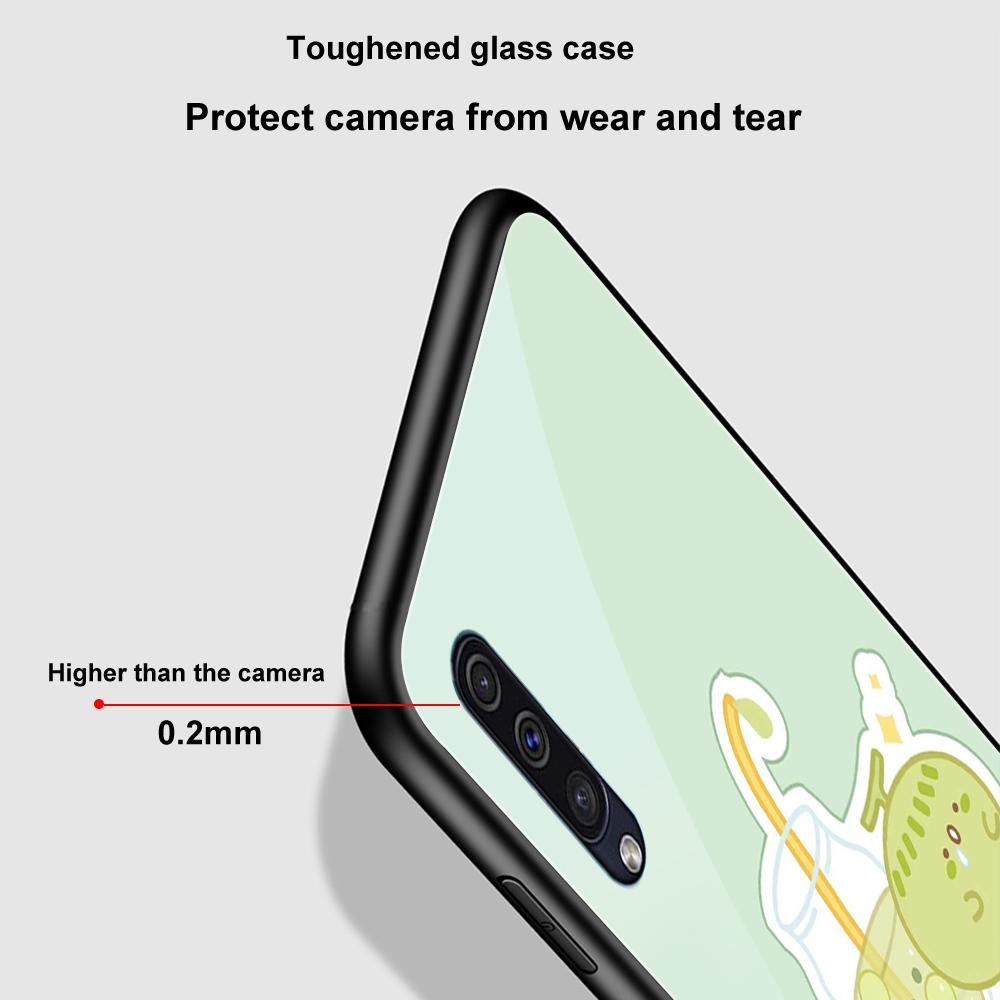 Cartoon Cute Milk Tea Case For Samsung Galaxy A52 A70 A71 A73 A53 A13 5g A03 A72 A22 A21s A03 Core A42 Tempered Glass Cover