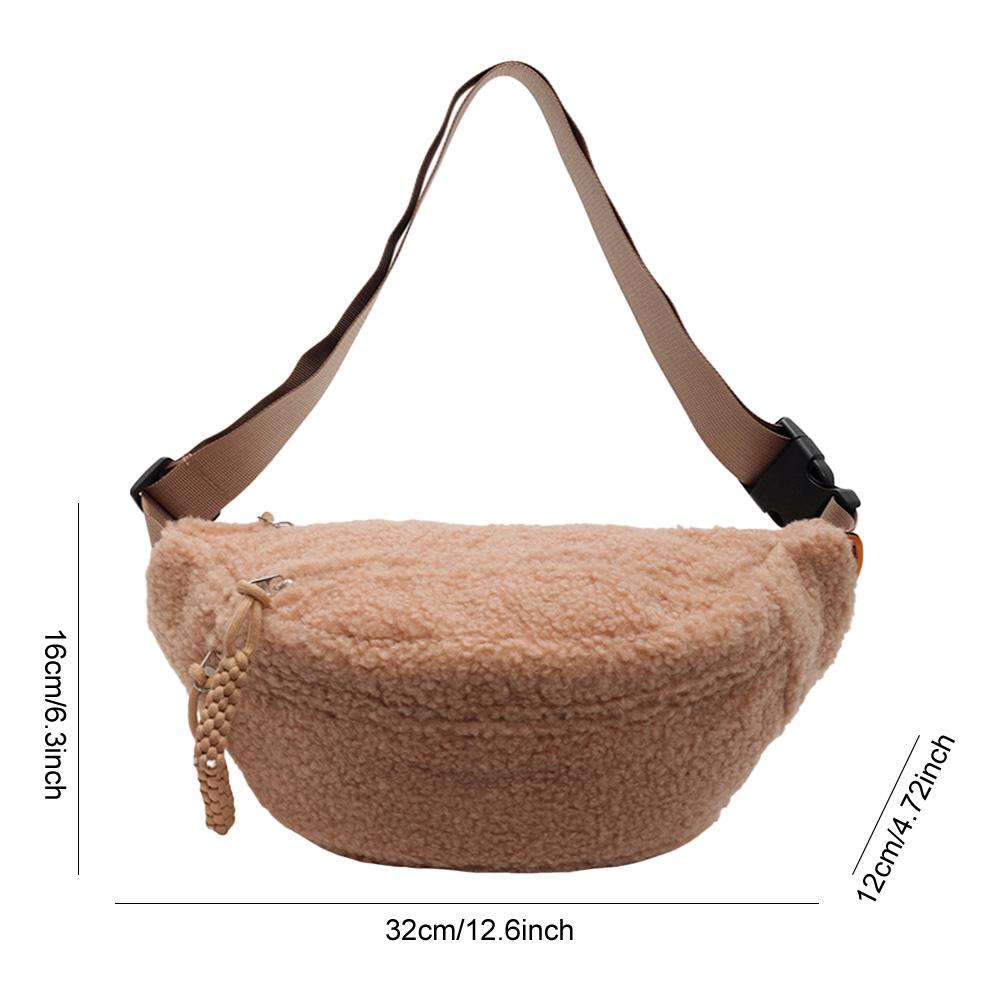 Women Fleece Sherpa Chest Bag Small Size Fanny Pack Trendy Shoulder Bag Cute Waist Pouch Sling Bum Bag Travel Crossbody Bags