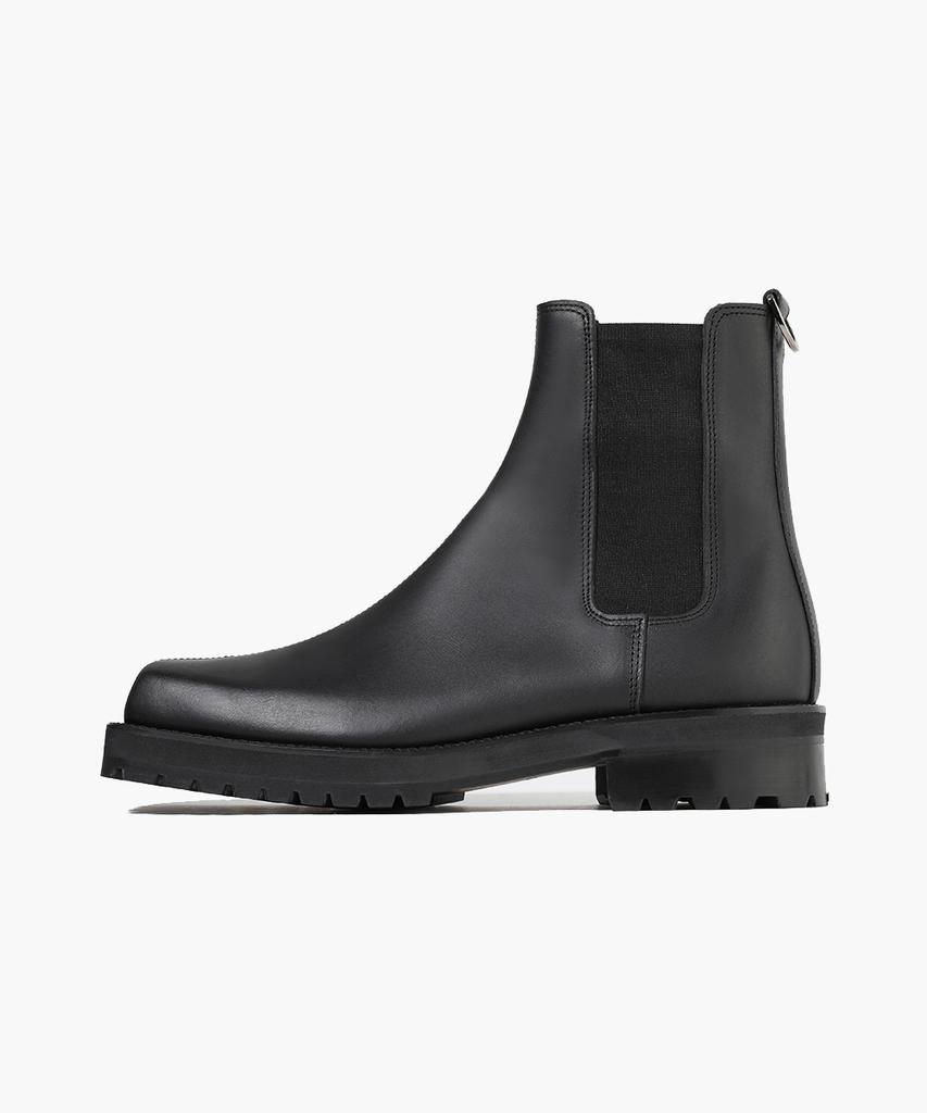 Firenze Atelier [Vibram] Center Cut Oil Pull-Up Square Toe Chelsea 5706-Oil [Matt Black]