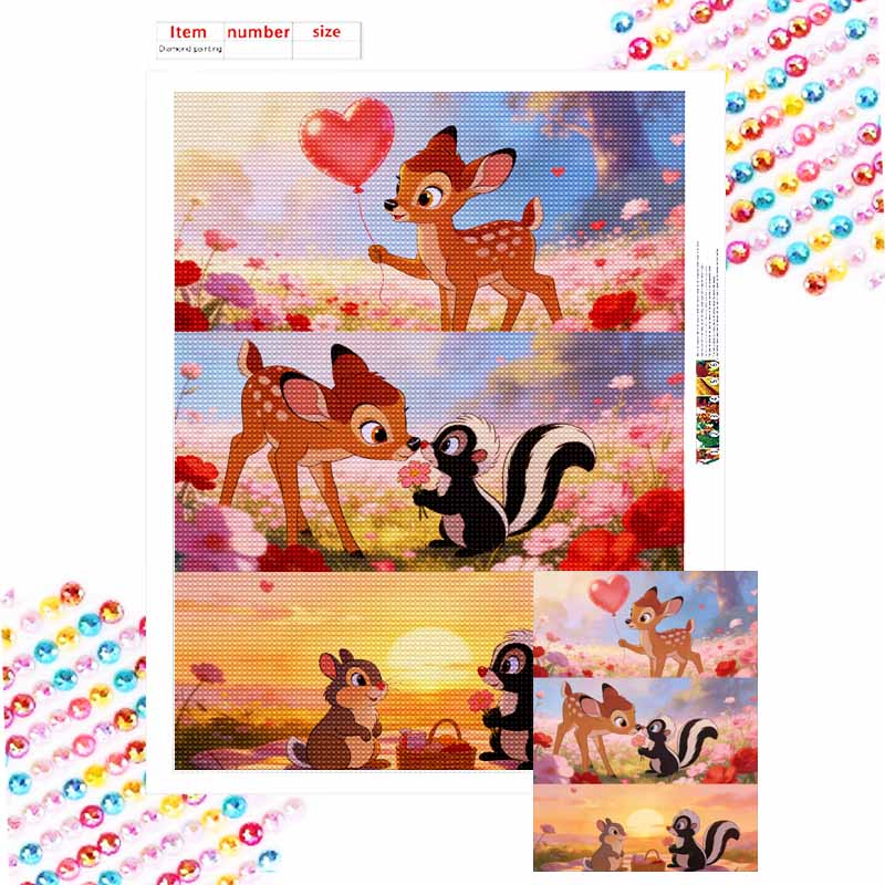 Disney 5D Diamond Painting Kit Bambi Flower Friendship Home or Office Home Decor Art Diamond Painting Kit