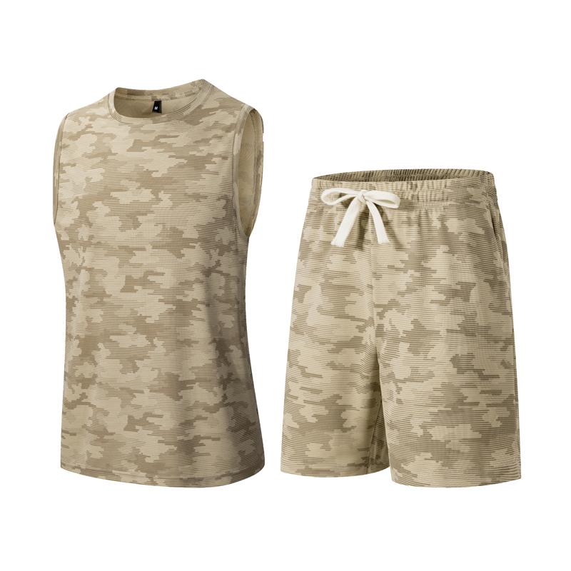 Summer Casual Sports Suit Men's Short Sleeved Lightweight Quick Drying Ice Silk Two-piece Set