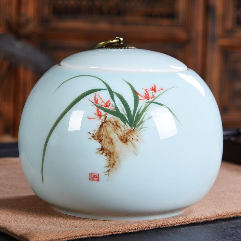 Classical Style Hand-painted Ceramic Tea Cans Non-woven Sealed Tea Storage Tank Household Large Fresh-keeping Moisture-proof Can