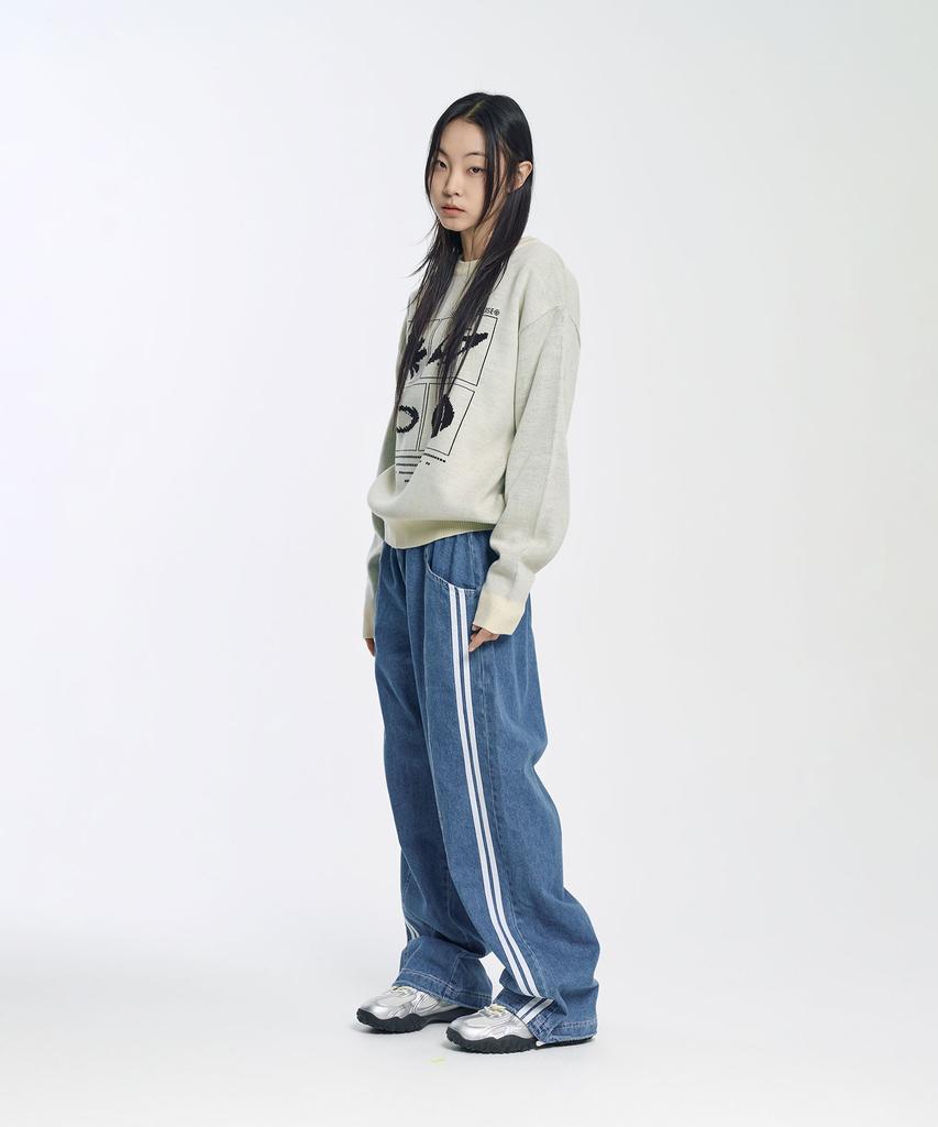 SLOW RECORD HOUSE Side Track Denim Pants_Medium Blue