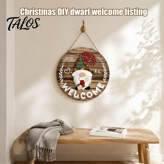 Decorative Hanging Sign for Home Decor DIY Wooden Gnome Welcome Front Door, Rustic Wall Porch with Lanyard, Plaque Farmhouse Entryway Ornament Outdoor