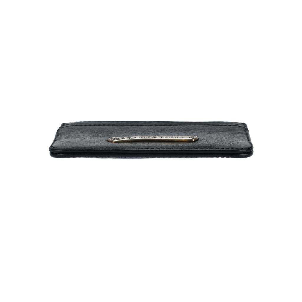 Chrome Hearts Scroll Silver Leather Card Holder Unisex Accessories Black CH-2270119