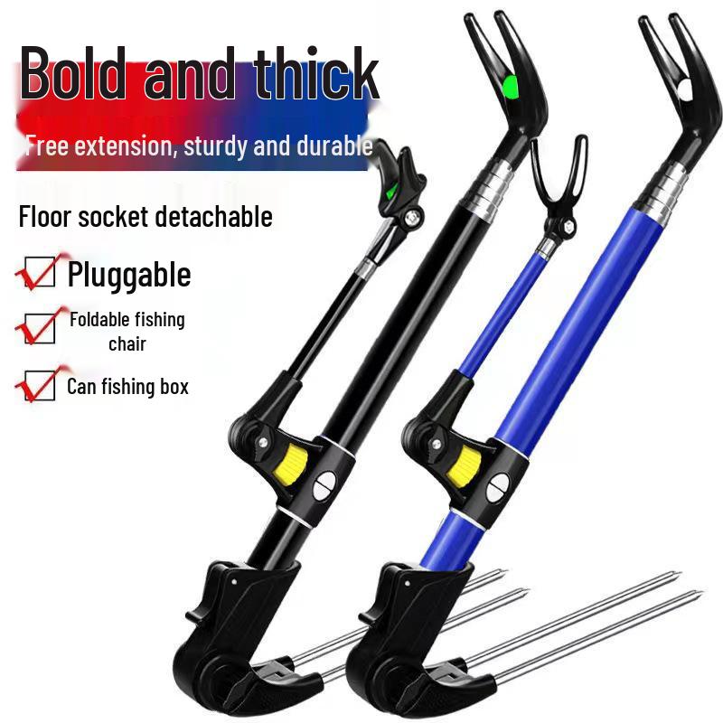 Stainless Steel Fishing Rod Holder for Ground, Chair, or Box - Super Hard, Telescopic, Adjustable Front and Rear