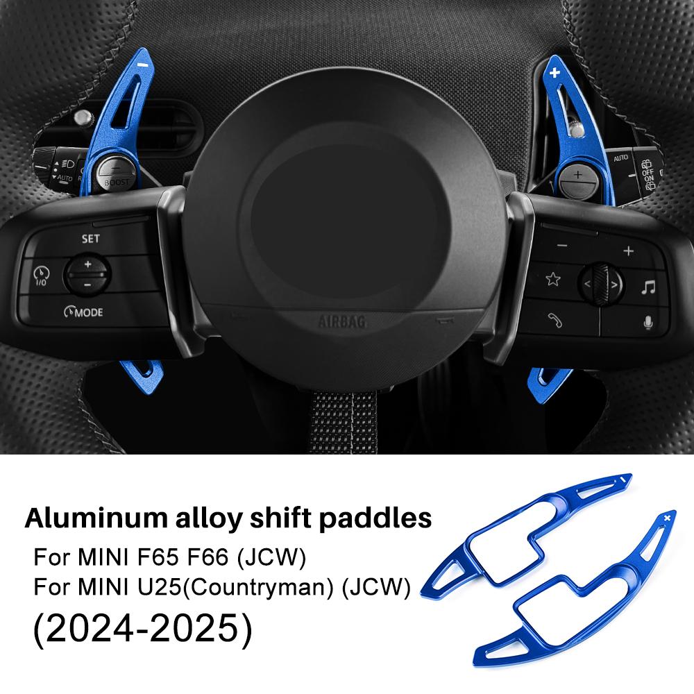 Car Steering Wheel Paddle Shifter Cover For MINI Cooper S Countryman U25 F65 F66 2024 2025 Aluminum Alloy Trim Accessories синий