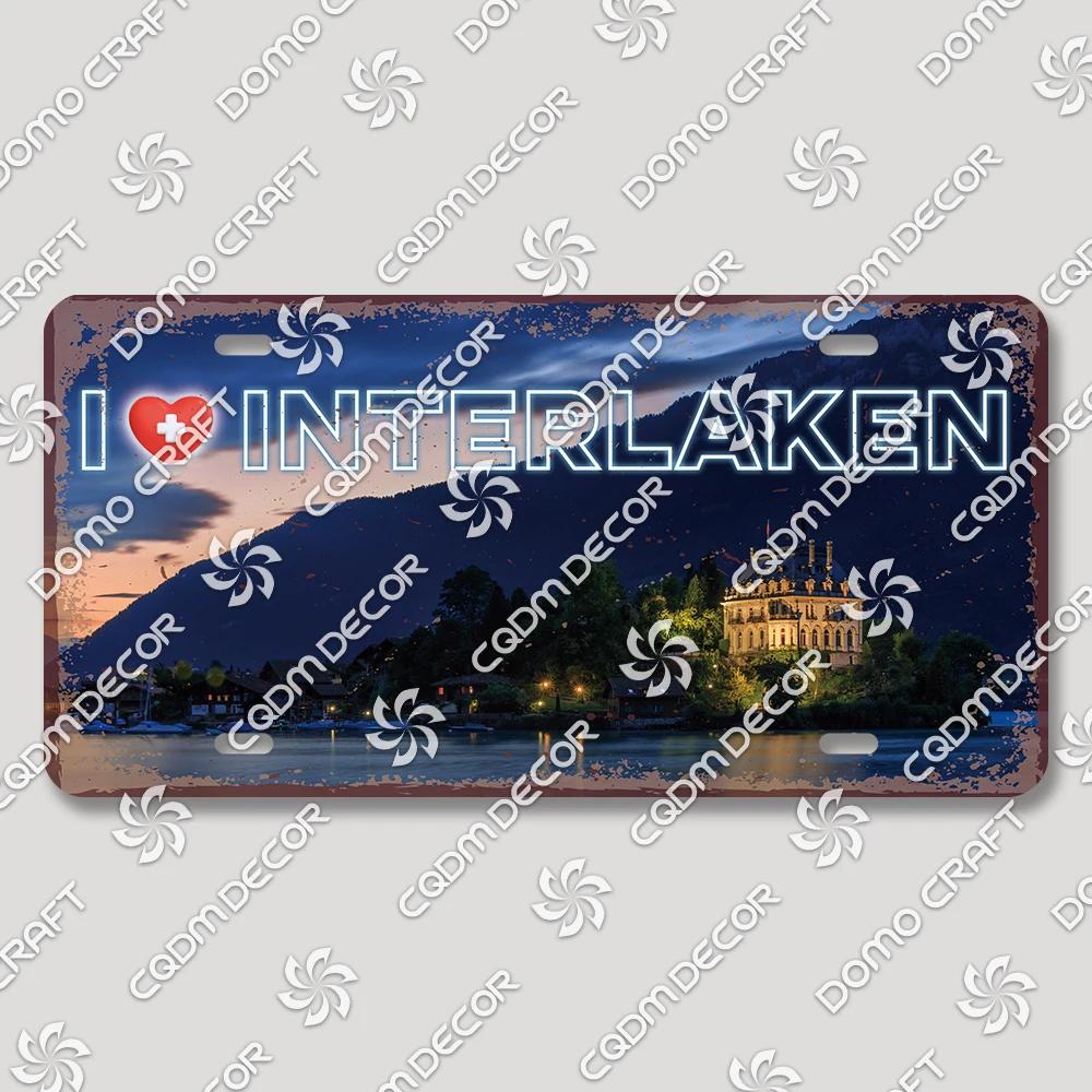 I Love Switzerland Poster License Plates Retro Alps Geneva Zurich Scenery Metal Tin Sign Cafe Living Room Home Wall Decor