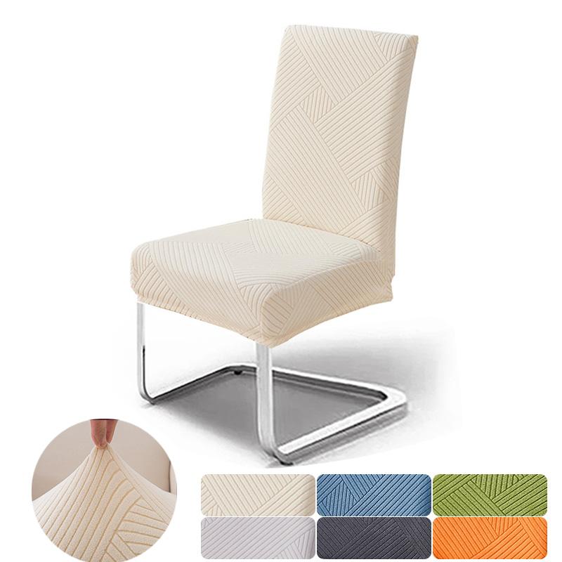 1Pcs Jacquard Solid Color Dining Room Chair Cover Stretch Spandex Seat Chair Covers Furniture Protector For Bar Home Wedding