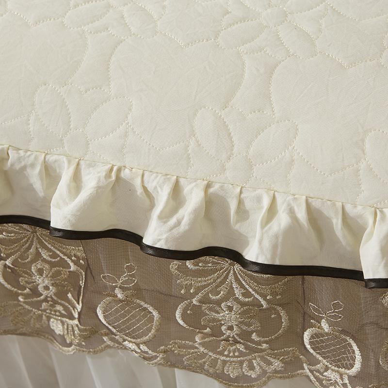 Luxury Lace Thickened Bedspread Solid Color Home Bed Skirt with Pillowcase Bed Sheet Skirt Embroidery European-style Bed Spreads