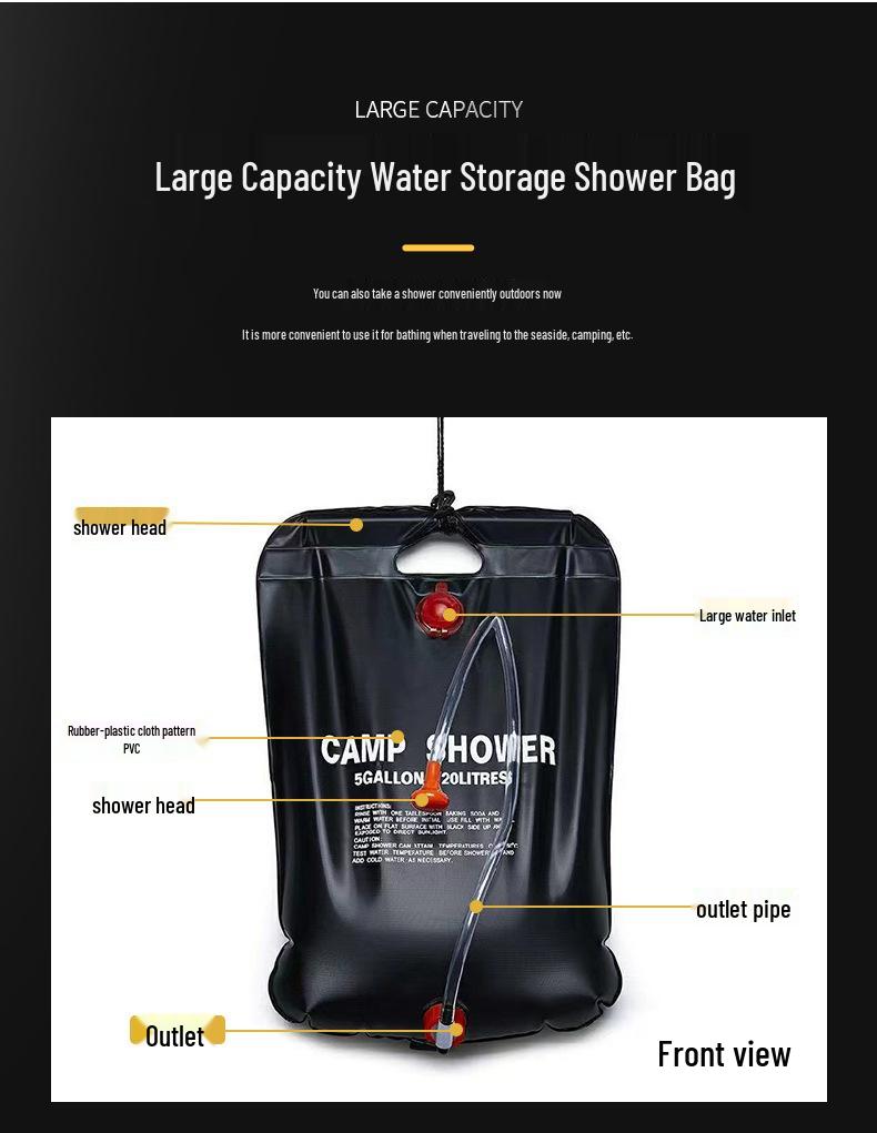 Thickened Portable Solar Shower Bag for Camping and Outdoor Water Storage