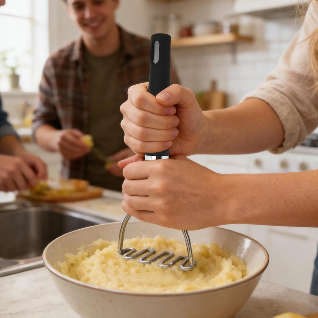 Potato Ricer Heavy Duty Stainless Steel Fruit Vegetable Masher Soft Handle for Baby Food Jam Puree Home Kitchen 3